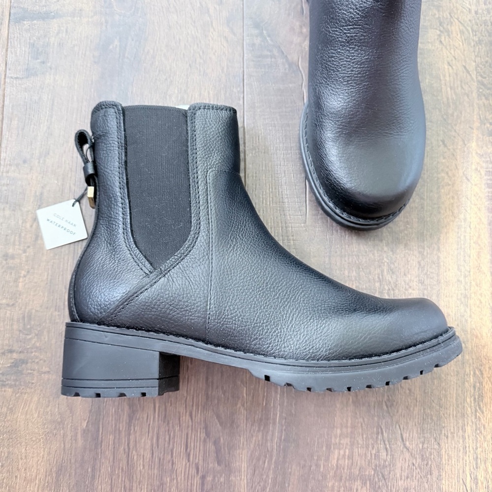 NWT Cole Haan Waterproof Camea Leather Chelsea Boot | Black | Size: 7 - Picture 9 of 13